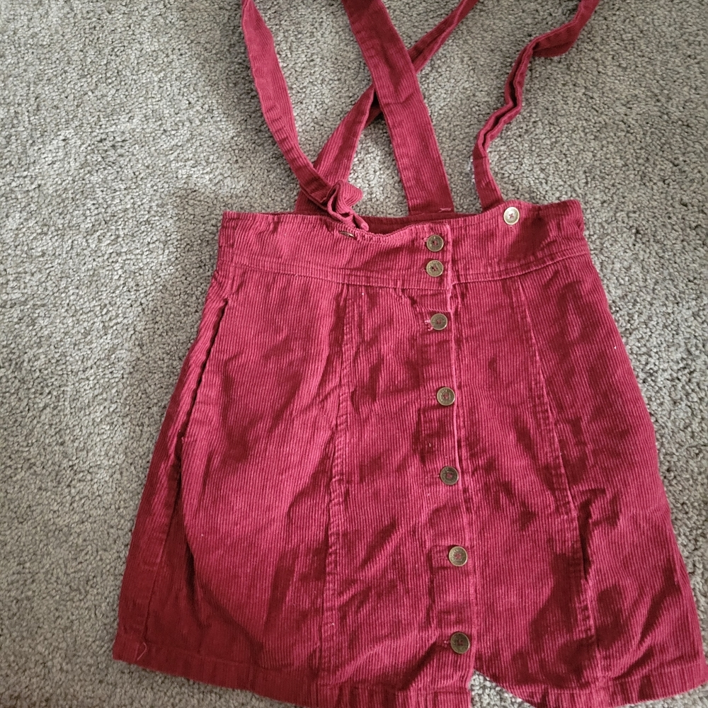 Marron corduroy skirt with suspenders